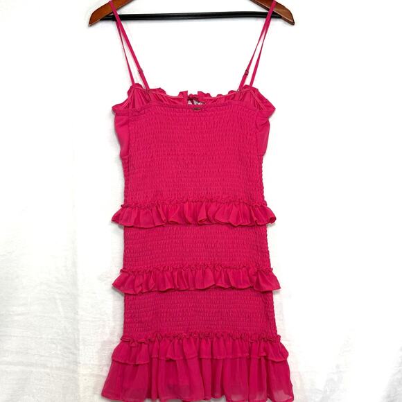 Guess M Pink Milania Tier Ruffle Dress Girlhood Princess Coquette‎ Party Brunch - Picture 7 of 14